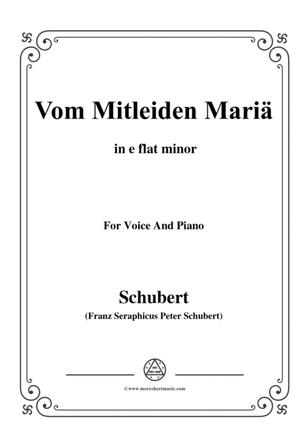 Free Sheet Music Schubert Vom Mitleiden Mari In E Flat Minor For Voice And Piano