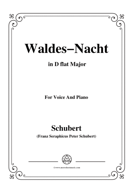 Schubert Waldes Nacht D 708 In C Sharp Major For Voice Piano Sheet Music