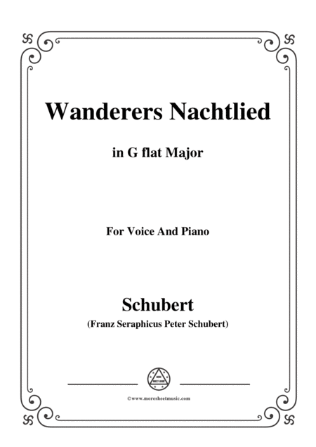 Free Sheet Music Schubert Wanderers Nachtlied In G Flat Major For Voice And Piano