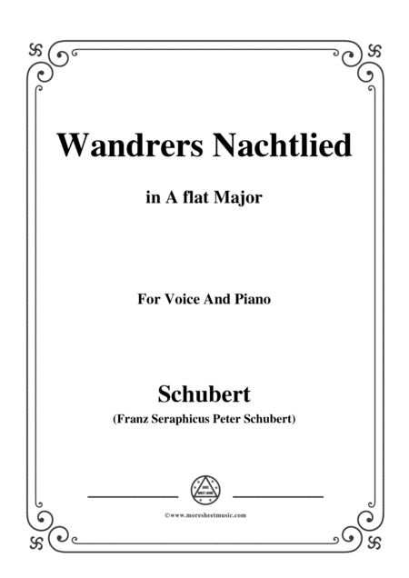 Schubert Wandrers Nachtlied In A Flat Major Op 4 No 3 For Voice And Piano Sheet Music