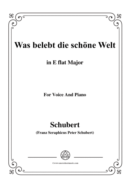 Schubert Was Belebt Die Schne Welt In E Flat Major For Voice Piano Sheet Music