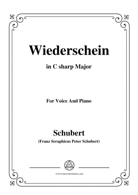 Free Sheet Music Schubert Wiederschein In C Sharp Major For Voice Piano