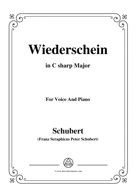 Schubert Wiederschein In C Sharp Major For Voice Piano Sheet Music