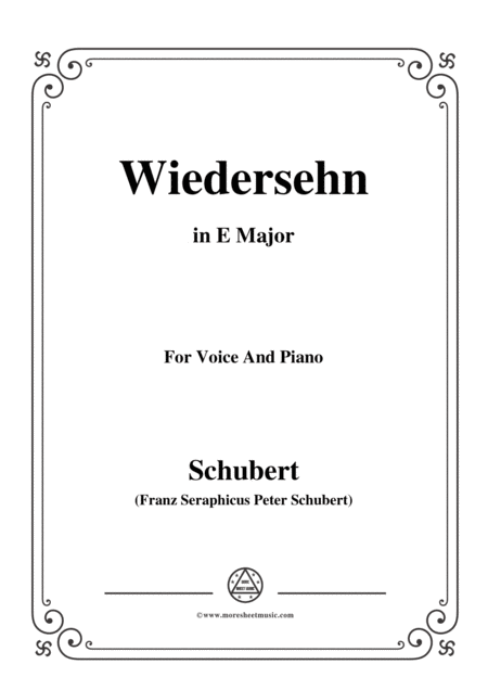 Free Sheet Music Schubert Wiedersehn In E Major For Voice And Piano