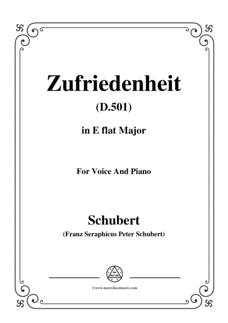 Free Sheet Music Schubert Zufriedenheit Contentment D 501 In E Flat Major For Voice Piano