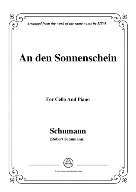 Free Sheet Music Schumann An Den Sonnenschein For Cello And Piano