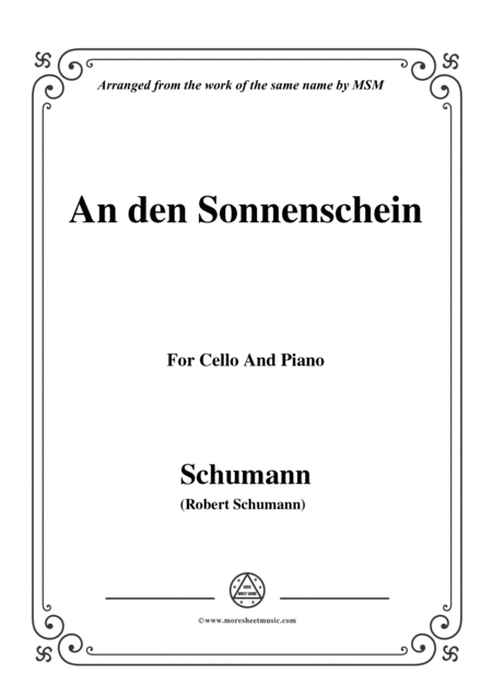 Schumann An Den Sonnenschein For Cello And Piano Sheet Music