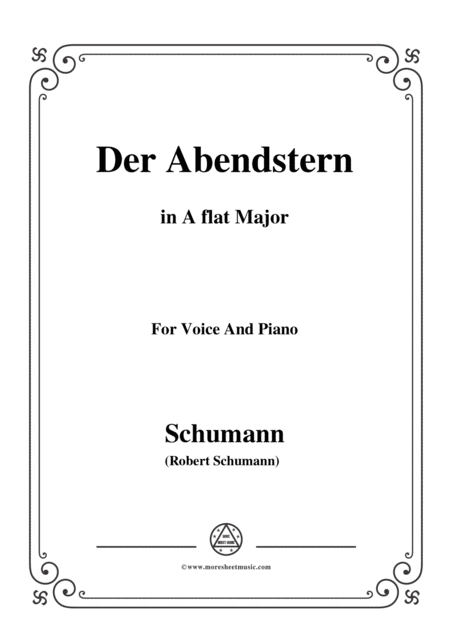 Schumann Der Abendstern In A Flat Major Op 79 No 1 For Voice And Piano Sheet Music