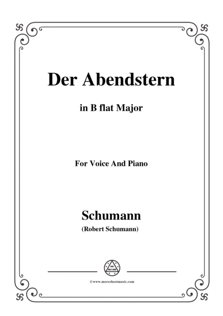 Free Sheet Music Schumann Der Abendstern In B Flat Major Op 79 No 1 For Voice And Piano