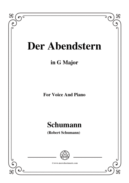 Schumann Der Abendstern In G Major Op 79 No 1 For Voice And Piano Sheet Music