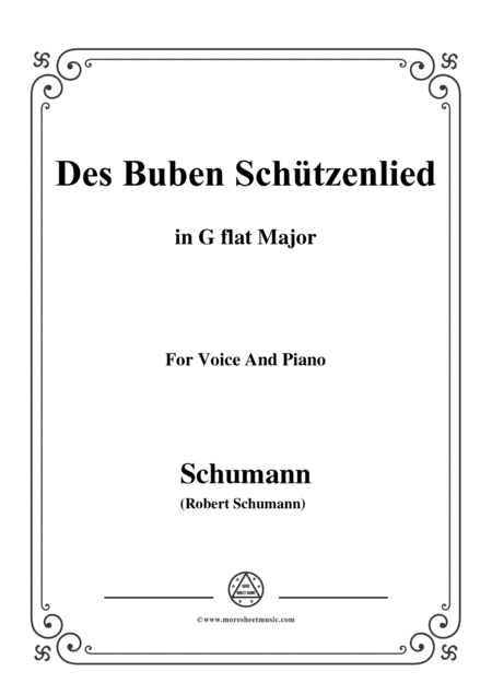 Schumann Des Buben Schtzenlied In G Flat Major Op 79 No 26 For Voice And Piano Sheet Music