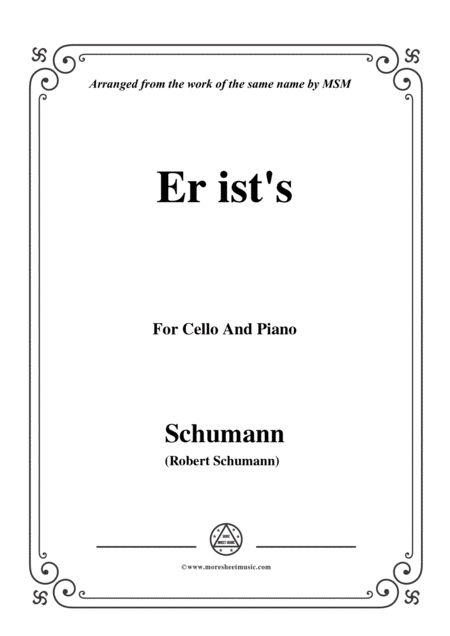 Free Sheet Music Schumann Er Ists Op 79 No 24 For Cello And Piano