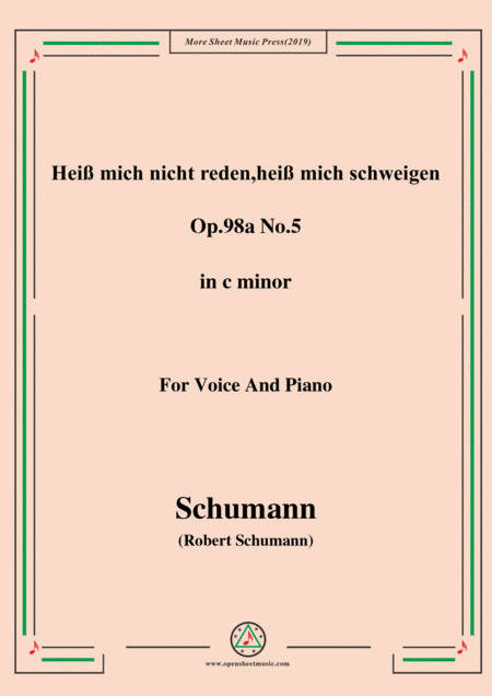 Free Sheet Music Schumann Hei Mich Nicht Reden Hei Mich Schweigen Op 98a No 5 In C Minor For Vioce Pno