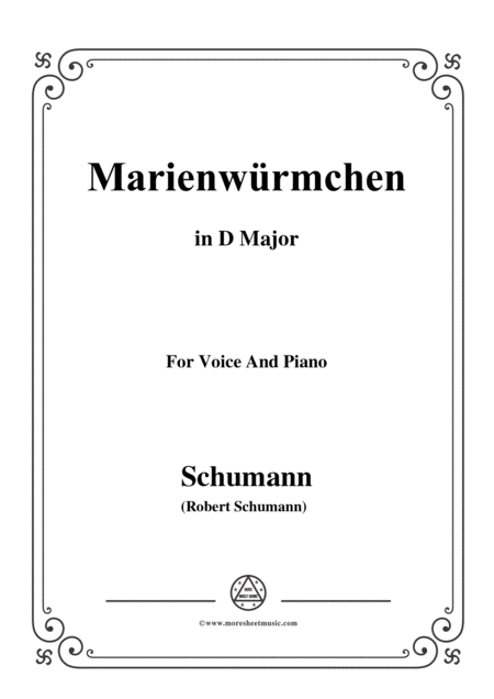 Schumann Marienwrmchen In D Major Op 79 No 14 For Voice And Piano Sheet Music