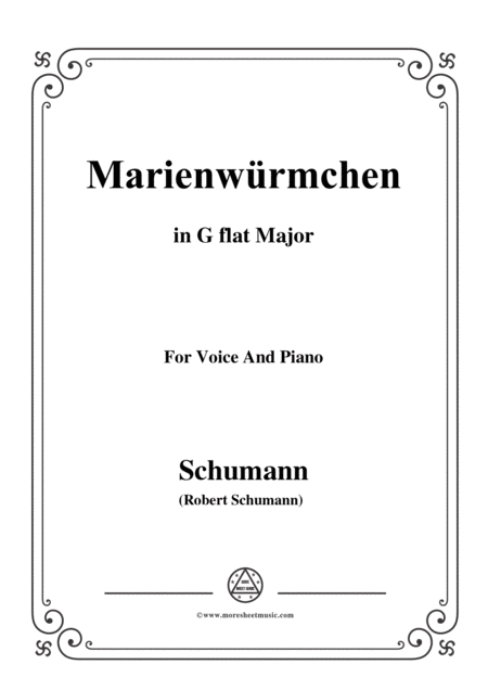 Schumann Marienwrmchen In G Flat Major Op 79 No 14 For Voice And Piano Sheet Music