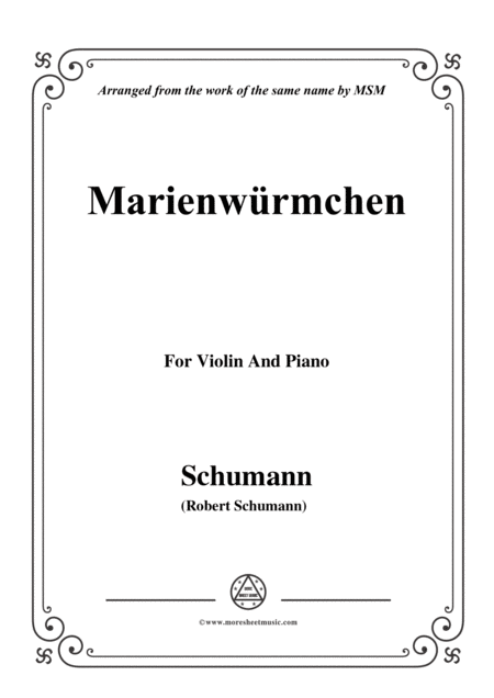 Schumann Marienwrmchen Op 79 No 14 For Violin And Piano Sheet Music