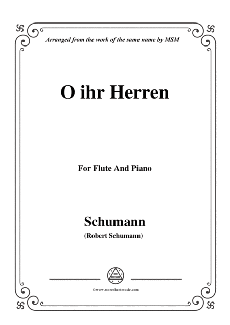 Schumann O Ihr Herren For Flute And Piano Sheet Music