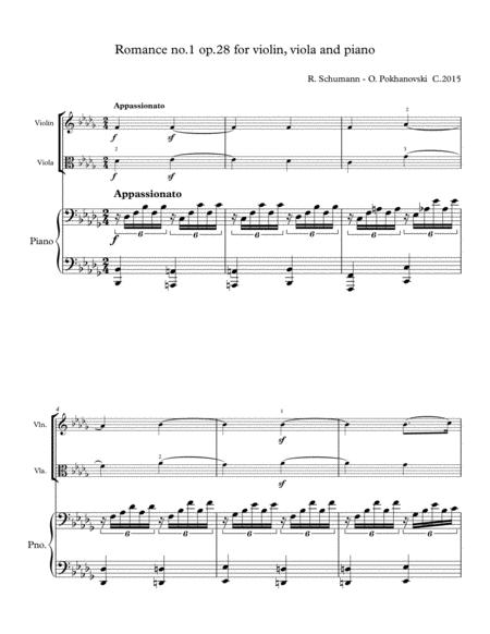 Schumann Romance 1 For Violin Viola And Piano Sheet Music