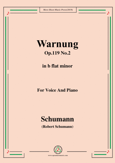 Free Sheet Music Schumann Warnung Op 119 No 2 In B Flat Minor For Voice Piano