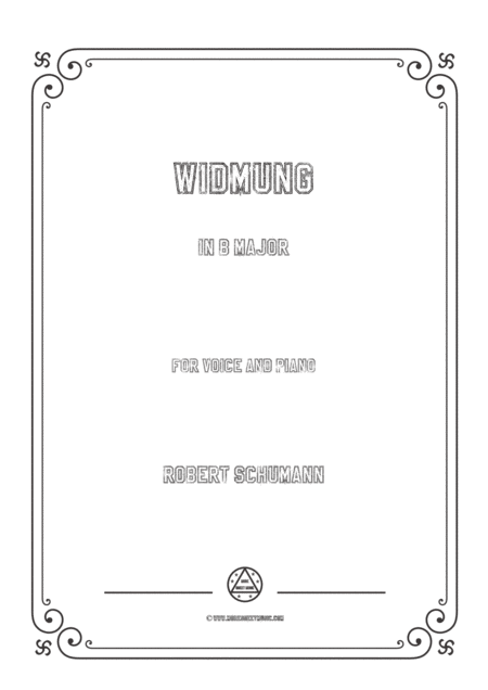 Schumann Widmung In B Major For Voice And Piano Sheet Music