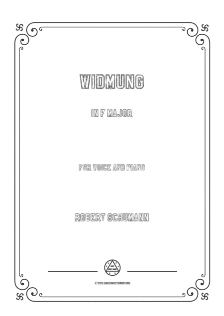 Free Sheet Music Schumann Widmung In F Major For Voice And Piano