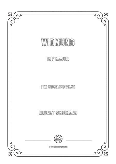 Schumann Widmung In F Major For Voice And Piano Sheet Music