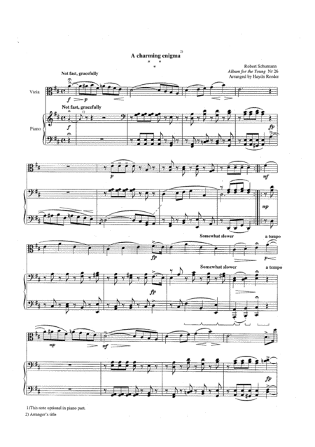 Free Sheet Music Schumanns A Charming Enigma For Viola And Piano