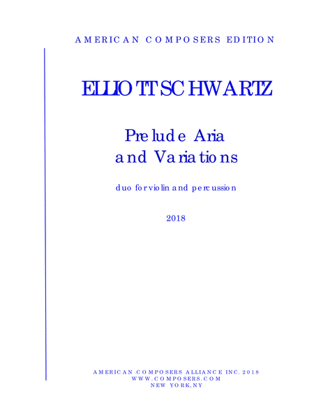 Schwartz Prelude Aria And Variations Sheet Music