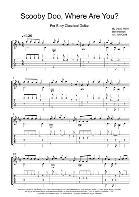 Scooby Doo Where Are You For Easy Guitar Sheet Music