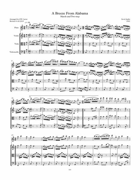 Scott Joplin A Breeze From Alabama March Two Step 1902 Arranged For Flute String Trio Sheet Music