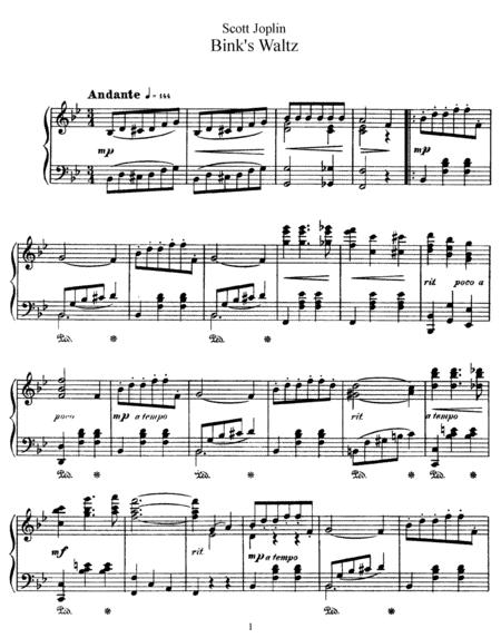 Free Sheet Music Scott Joplin Binks Waltz Original Version