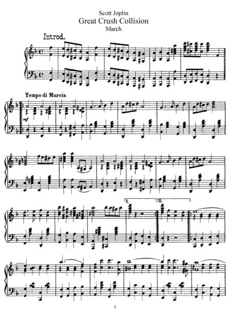 Free Sheet Music Scott Joplin Great Crush Collision Original Version