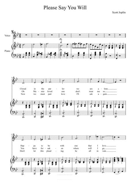 Free Sheet Music Scott Joplin Please Say You Will Original Version