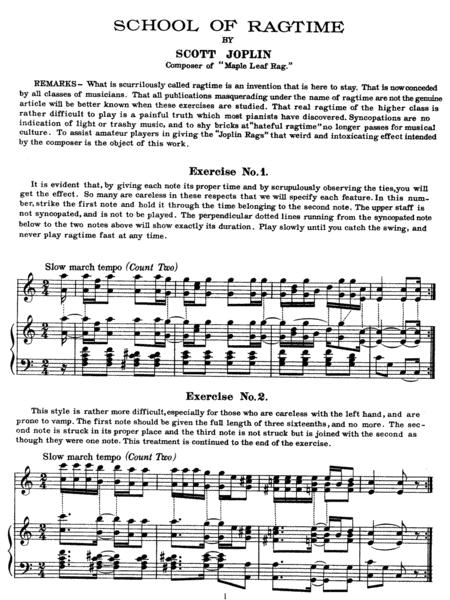 Free Sheet Music Scott Joplin School Of Ragtime Original Version