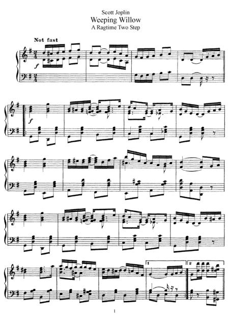 Free Sheet Music Scott Joplin Weeping Willow Rag Original Version