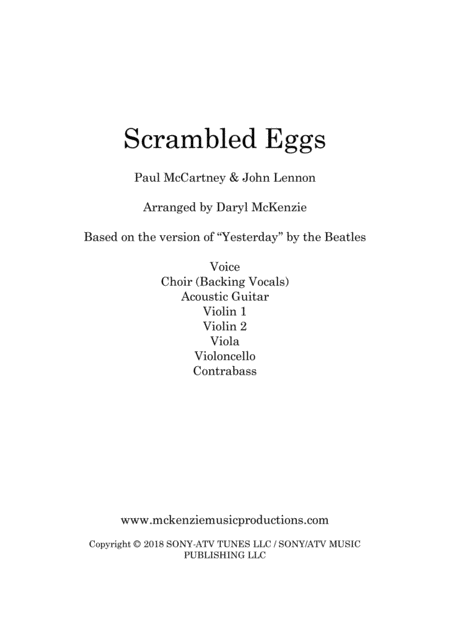 Scrambled Eggs Yesterday Voice Choir Acoustic Guitar String Quintet Or String Orchestra Key Of F Sheet Music