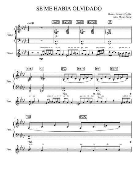 Free Sheet Music Se Me Habia Olvidado