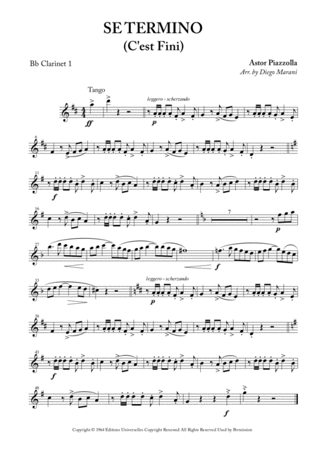 Se Termino C Est Fini For Clarinet Quartet Sheet Music