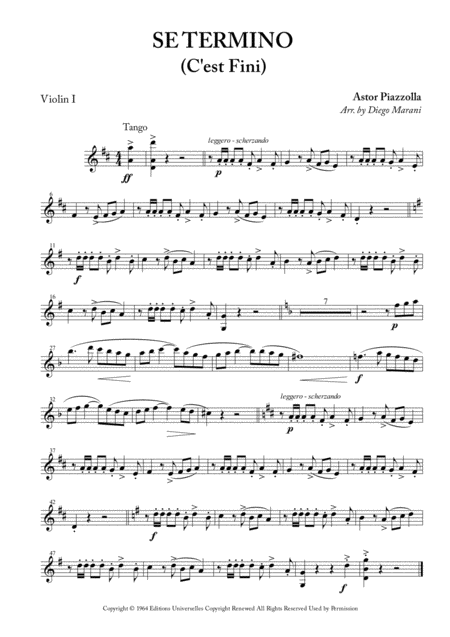 Se Termino C Est Fini For String Quartet Sheet Music