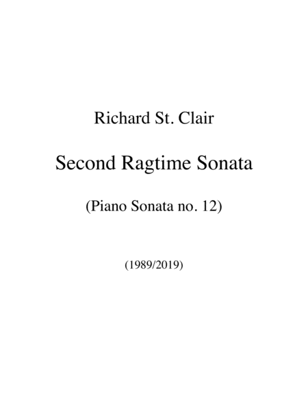 Second Ragtime Sonata Piano Sonata No 12 Sheet Music