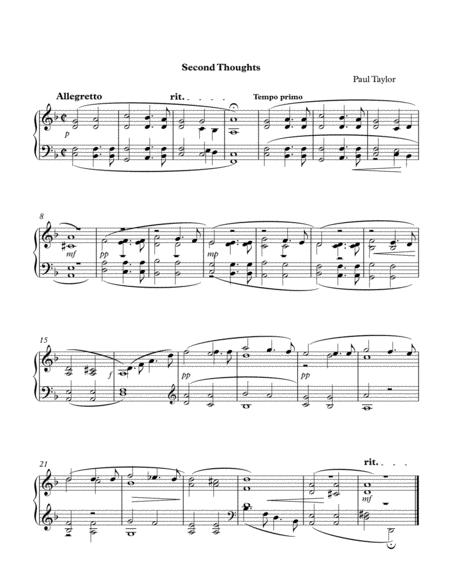 Free Sheet Music Second Thoughts