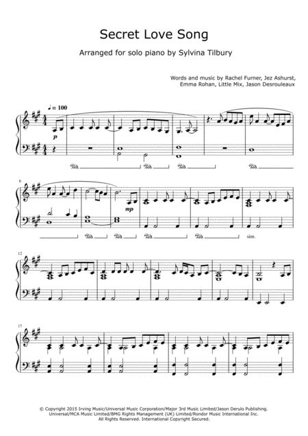 Secret Love Song Piano Solo Sheet Music