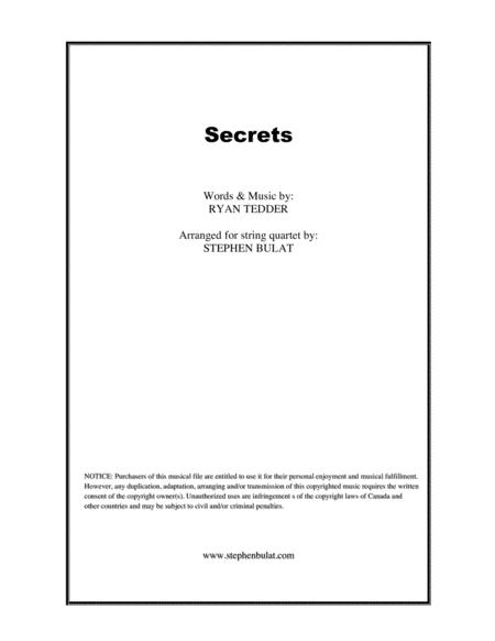 Secrets One Republic Piano Guys String Quartet Arrangement Sheet Music