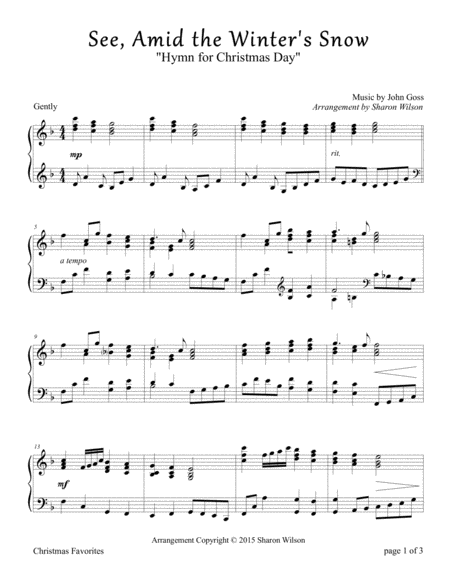 Free Sheet Music See Amid The Winters Snow Piano Solo