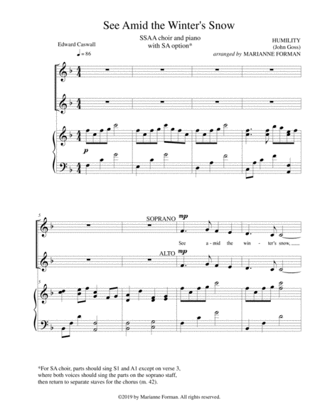 See Amid The Winters Snow Ssaa Sheet Music