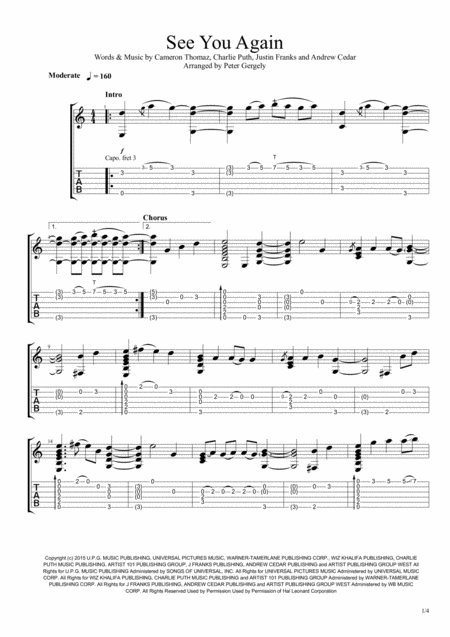 See You Again Fingerstyle Guitar Sheet Music