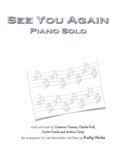 See You Again From Furious 7 Piano Solo Sheet Music