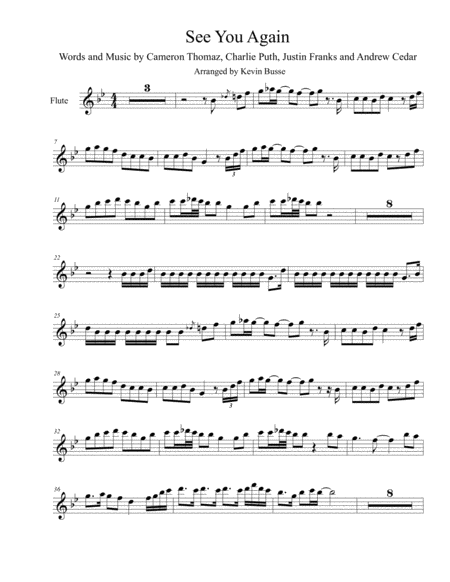 See You Again Original Key Flute Sheet Music