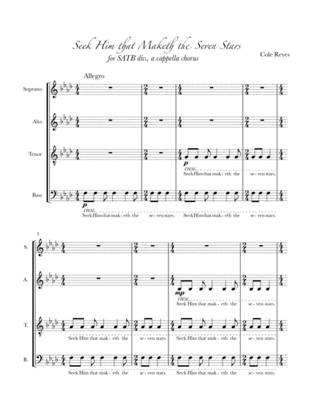 Seek Him That Maketh The Seven Stars Sheet Music