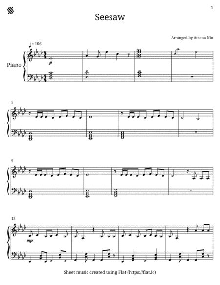 Free Sheet Music Seesaw